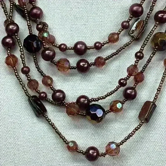 Vintage Copper Colored Multi Strand Beaded and Seed Beads - Picture 2 of 3